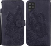 Voor Samsung Galaxy A12 5G Retro Skin Feel Butterflies Embossing Horizontale Flip Leather Case met houder & kaartsleuven & portemonnee (zwart)