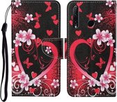 For Honor 20i / 10i / 20 lite Gekleurde Tekening Patroon Horizontale Flip Leren Case met Houder & Kaartsleuven & Portemonnee & Lanyard (Rood Hart)