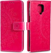 Voor Motorola Moto G9 Spelen Totem Bloem Reliëf Horizontale Flip TPU + PU lederen tas met houder & kaartsleuven & portemonnee (rood)