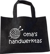 Oma's Handwerktas - Vilten Tas - Cadeautje Voor Oma - Shopper Van Vilt - Antraciet Vilten Tas Met Hengsels