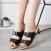Fashion Casual Metal Buckle Wear Sandals for Woman (Kleur: Zwart Maat: 39)