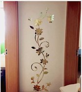 3D Wall Stikcers Bloemvorm Acryl Modieus Afneembaar Waterdicht DIY Muurstickers Woondecoratie, Grootte: 150x45CM (Zwart + Paars Links)