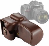 Full Body Camera PU lederen tas tas voor Nikon D7200 / D7100 / D7000 (18-200 / 18-140mm lens) (koffie)