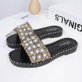 Strass Word Wear antislip strandslippers, schoenmaat: 39 (goud)