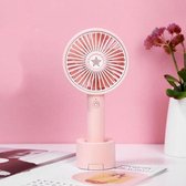 USB draagbare buitenminiventilator met houder voor mobiele telefoon Nachtlampje Kleine ventilator (Sakura Pink)