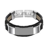 Voor Fitbit Alta HR Smart armband geweven dubbele lus lederen band horlogeband, maat: S (zwart)