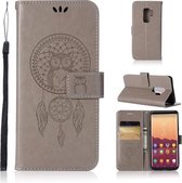 Windgong Uil Embossing Patroon Horizontaal Leren Flip Hoesje met Houder & Kaartsleuven & Portemonnee Voor Galaxy S9 + (Grijs)