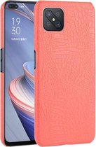 Voor OPPO A92s schokbestendige krokodiltextuur pc + PU-hoes (rood)