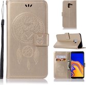 Windgong Uil Embossing Patroon Horizontale Flip Leren Case met Houder & Kaartsleuven & Portemonnee Voor Galaxy J6 + (Goud)