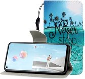 Voor Huawei Nova 7 SE Gekleurde Tekening Horizontale Flip Leather Case met Houder & Card Slot & Portemonnee (Blue Coconut Grove)
