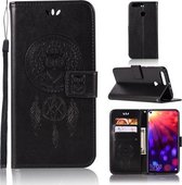 Windgong Uil Embossing Patroon Horizontale Flip Leren Case met Houder & Kaartsleuven & Portemonnee Voor Huawei Honor View 20 (Zwart)