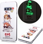 Voor Samsung Galaxy S10e Lichtgevende TPU zachte beschermhoes (katten)