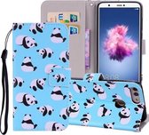 Panda Pattern Gekleurde Tekening Horizontale Leren Flip Case voor Huawei P Smart / Enjoy 7S, met Houder & Kaartsleuven & Portemonnee & Lanyard