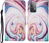 Voor Samsung Galaxy A52 5G / 4G Gekleurde Tekening Patroon Horizontale Flip Leren Case met Houder & Kaartsleuven & Portemonnee & Lanyard (Whirlpool Marmer)