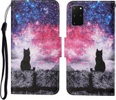 Voor Samsung Galaxy S20 + Gekleurde Tekening Patroon Horizontale Flip Leren Case met Houder & Kaartsleuven & Portemonnee & Lanyard (Starry Cat)