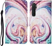 Voor Xiaomi Mi Note 10 Lite Gekleurde Tekening Patroon Horizontale Flip Leren Case met Houder & Kaartsleuven & Portemonnee & Lanyard (Whirlpool Marmer)