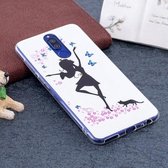Voor Huawei Mate 10 Lite Noctilucent Dancing Girl Pattern TPU Soft Back Case Beschermhoes