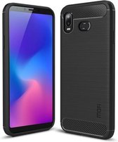 MOFI Brushed Texture Carbon Fiber TPU Case voor Galaxy A6s (Zwart)