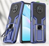 Voor Xiaomi Mi 10T Lite 5G Armor 2 in 1 PC + TPU magnetisch schokbestendig hoesje met opvouwbare houder (blauw)