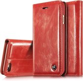 CaseMe-003 voor iPhone 6 Plus & 6s Plus PU + PC Business Style Crazy Horse Texture Horizontale flip lederen tas met houder & kaartsleuven & portemonnee (rood)