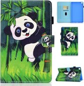 Voor Galaxy Tab A 8.0 2019 / T290 Gekleurde tekening stiksels Horizontale flip lederen tas, met houder en kaartsleuven (Panda)