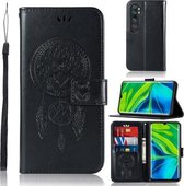 Voor Xiaomi Mi CC9 Pro Windgong Uil Embossing Patroon Horizontale Flip Leren Case met Houder & Kaartsleuven & Portemonnee (Zwart)