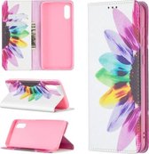 Voor Samsung Galaxy A02 Gekleurde Tekening Patroon Onzichtbare Magnetische Horizontale Flip PU Lederen Case met Houder & Kaartsleuven & Portemonnee (Zonnebloem)