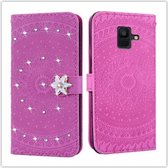 Voor Galaxy A6 2018 Geperst Afdrukken Plakken Boorpatroon Horizontale Flip PU-lederen Case met Houder & Kaartsleuven & Portemonnee & & Lanyard (Violet)