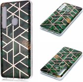 Voor Galaxy A9 (2018) / A9s Plating Marble Pattern Soft TPU beschermhoes (groen)