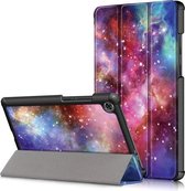 Voor Lenovo Tab M8 Gekleurd tekeningpatroon Horizontale vervorming Flip lederen tas met drie-vouwbare houder (Galaxy)