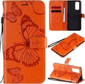 Voor Huawei Honor 30 Pro / 30 Pro Plus 3D Vlinders Embossing Patroon Horizontale Flip Leren Case met Houder & Kaartsleuf & Portemonnee (Oranje)