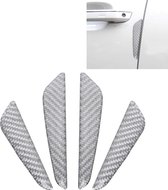 4 in 1 anti-kras koolstofvezel universele auto deur zijkant randbescherming guard trim sticker (zilver)