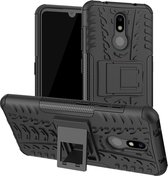 Tire Texture TPU + PC Shockproof Case voor Nokia 4.2, met houder (zwart)