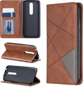 Ruit textuur horizontale flip magnetische lederen tas met houder en kaartsleuven en portemonnee voor Nokia 4.2 (bruin)
