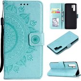 Voor Huawei P30 Pro Totem Bloem Reliëf Horizontale Flip TPU + PU lederen tas met houder & kaartsleuven & portemonnee (groen)