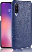 Schokbestendig Crocodile Texture PC + PU-hoesje voor Xiaomi Mi 9 SE (blauw)
