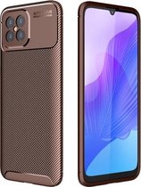 Voor Huawei nova 8 SE koolstofvezel textuur schokbestendig TPU-hoesje (bruin)