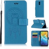 Windgong Uil Embossing Patroon Horizontale Flip Leren Case met Houder & Kaartsleuven & Portemonnee Voor LG Q Stylo 5 (Blauw)