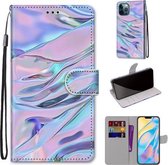 Gekleurde tekening Cross Texture Horizontale Flip PU lederen hoes met houder & kaartsleuven & portemonnee & lanyard voor iPhone 12 Pro Max (fluorescerende watertextuur)