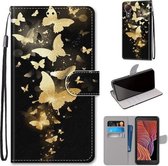 Voor Samsung Galaxy Xcover 5 Gekleurde Tekening Cross Textuur Horizontale Flip PU Lederen Case met Houder & Kaartsleuven & Portemonnee & Lanyard (Golden Butterfly Group)