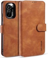 Voor Xiaomi Redmi K40 Pro DG.MING Retro Oil Side Horizontale Flip lederen tas met houder & kaartsleuven & portemonnee (bruin)