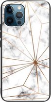 Marmer gehard glas achterkant TPU grenshoes voor iPhone 12/12 Pro (HCBL-13)