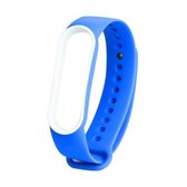 Voor Geschikt voor Xiaomi Mi Band 5 Tweekleurige TPE vervangende band horlogeband (donkerblauw + wit)