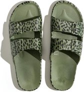 Freedom Moses Slippers Leo Cactus Groen met Leopard print - Maat 40-41