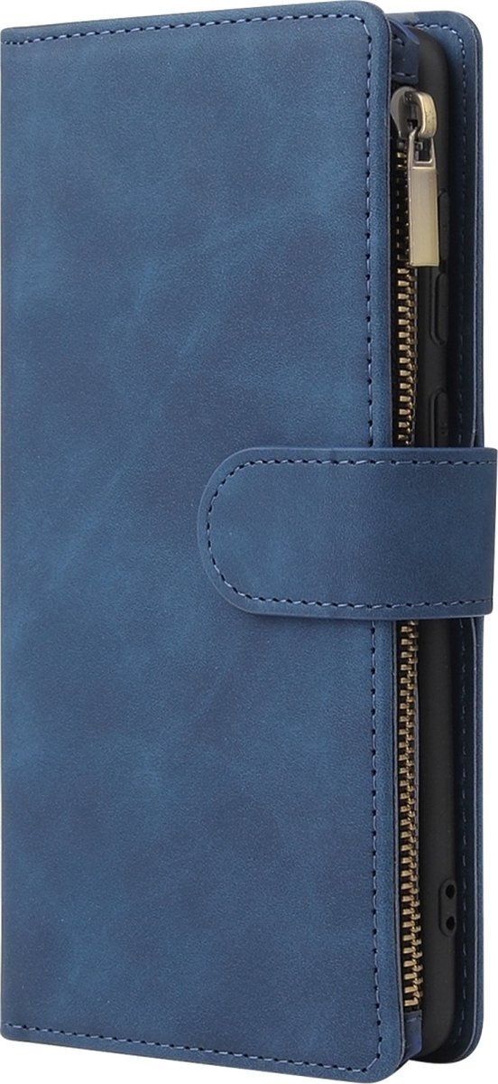Mobigear Telefoonhoesje geschikt voor Samsung Galaxy A71 Hoesje | Mobigear Zipper Bookcase Portemonnee | Pasjeshouder voor 6 Pasjes | Telefoonhoesje voor Pinpas / OV Kaart / Rijbewijs - Blauw