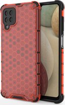 Mobigear Honeycomb Backcover Hoesje - Geschikt voor Samsung Galaxy A12 - Gsm case - Rood