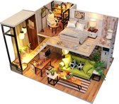 Miniatuur Bouwpakket Volwassenen - Mini Appartement – Scandinavisch Design - Modelbouw - Knutselen – Poppenhuis - DIY Dollhouse - LED Verlichting