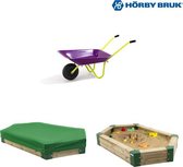 Bol.com Horby Bruk® Zandbak 200 - Inclusief paarse kruiwagen voor kinderen en zandbak hoes - Houten Zandbak - Speeltoestel buite... aanbieding