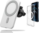 Yonovo® MagSafe Autohouder CombiDeal iPhone 12 Clear Hoesje - Lader Draadloze Ventilatierooster - Oplader 2 Apple fast snel Charger 15 W - Case - Telefoon Mobiele wallet kaarthoude