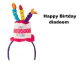 Diadeem Happy Birthday taart - verjaardag feest thema feest party taart gefeliciteerd tiara